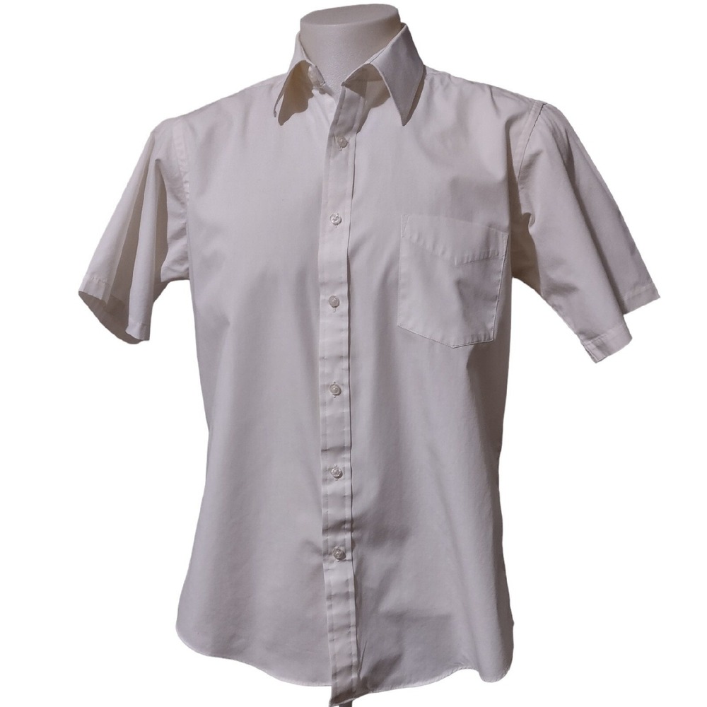 Oakton Ltd Shirt Men's 16 Button Up Shirt Short Sleeve  Single Needle‎ Tailoring